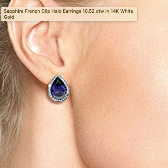14K. GOlD EARRING WITH DIAMONDS & SAPPHIRES - Picture 4 of 8